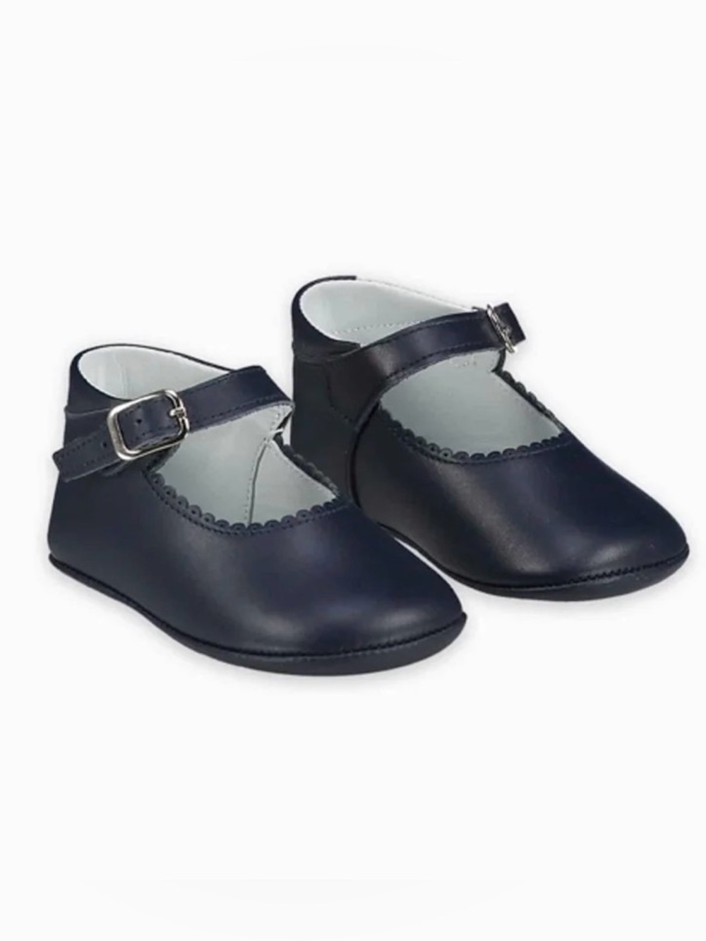 La Coqueta Navy Leather Baby Mary Jane Shoes